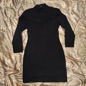 My Michelle Vintage Black Body Con With Fringe Dress 11/12